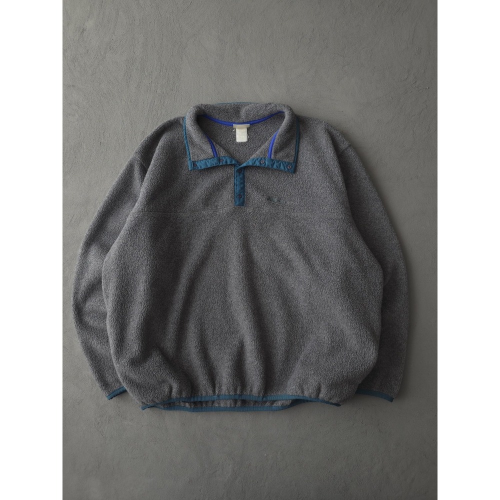 Vintage 90s L.L. Bean Grey Fleece Quarter Snap Pullover Activewear Sweatshirt 2X